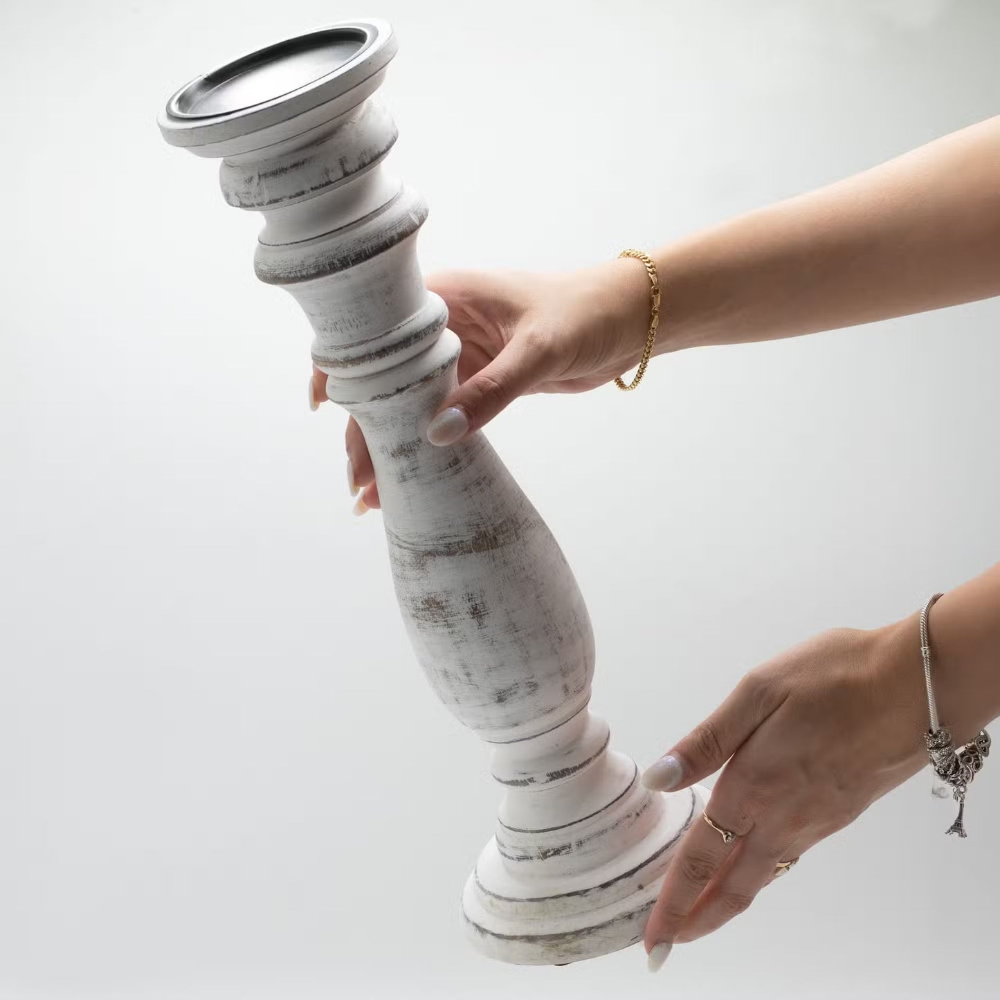 Classic Candle Stand - Whitewash - Kraas Store