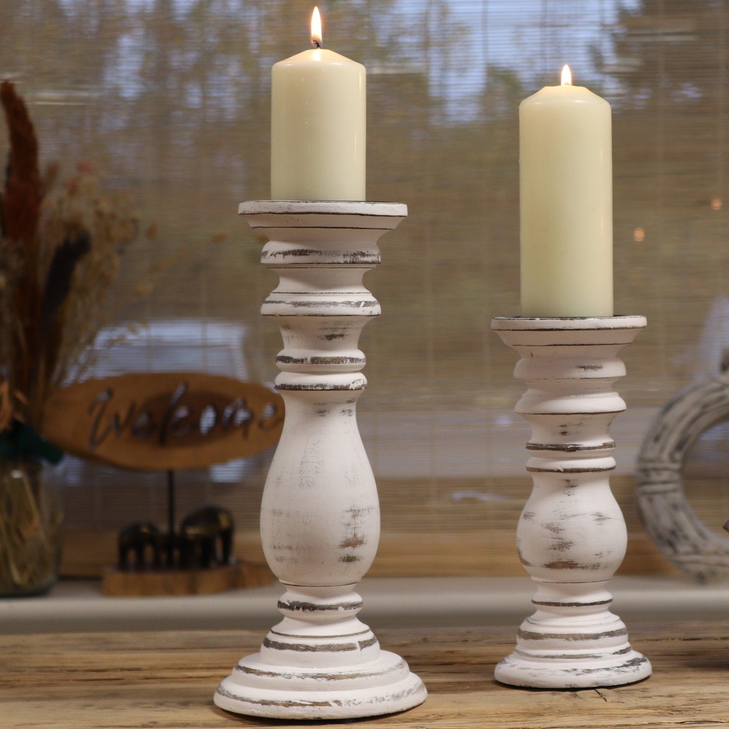 Classic Candle Stand - Whitewash - Kraas Store