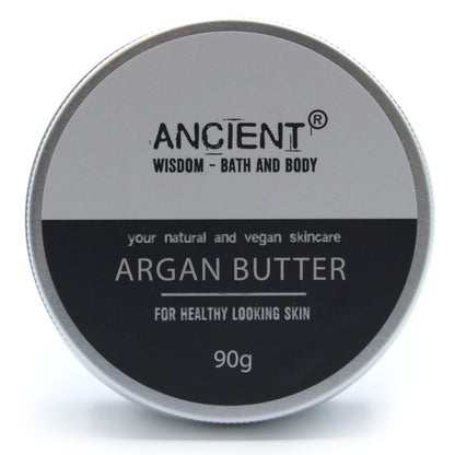 Natural body butter melting into skin for soft and nourished feel in 90 g tin Container - Ancient Wisdom