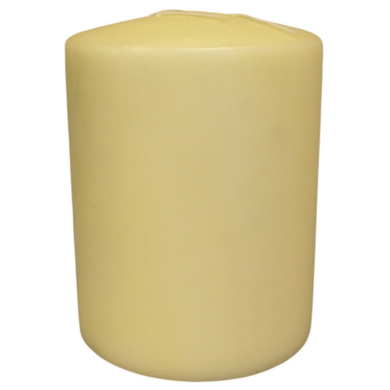 German made three wick Ivory pillar church candle long-lasting for weddings, dinners, or festive décor - Kraas