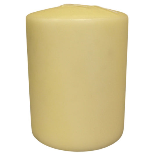 German made three wick Ivory pillar church candle long-lasting for weddings, dinners, or festive décor - Kraas