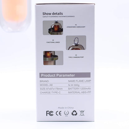Product packaging with details of a flame lamp - Kraas