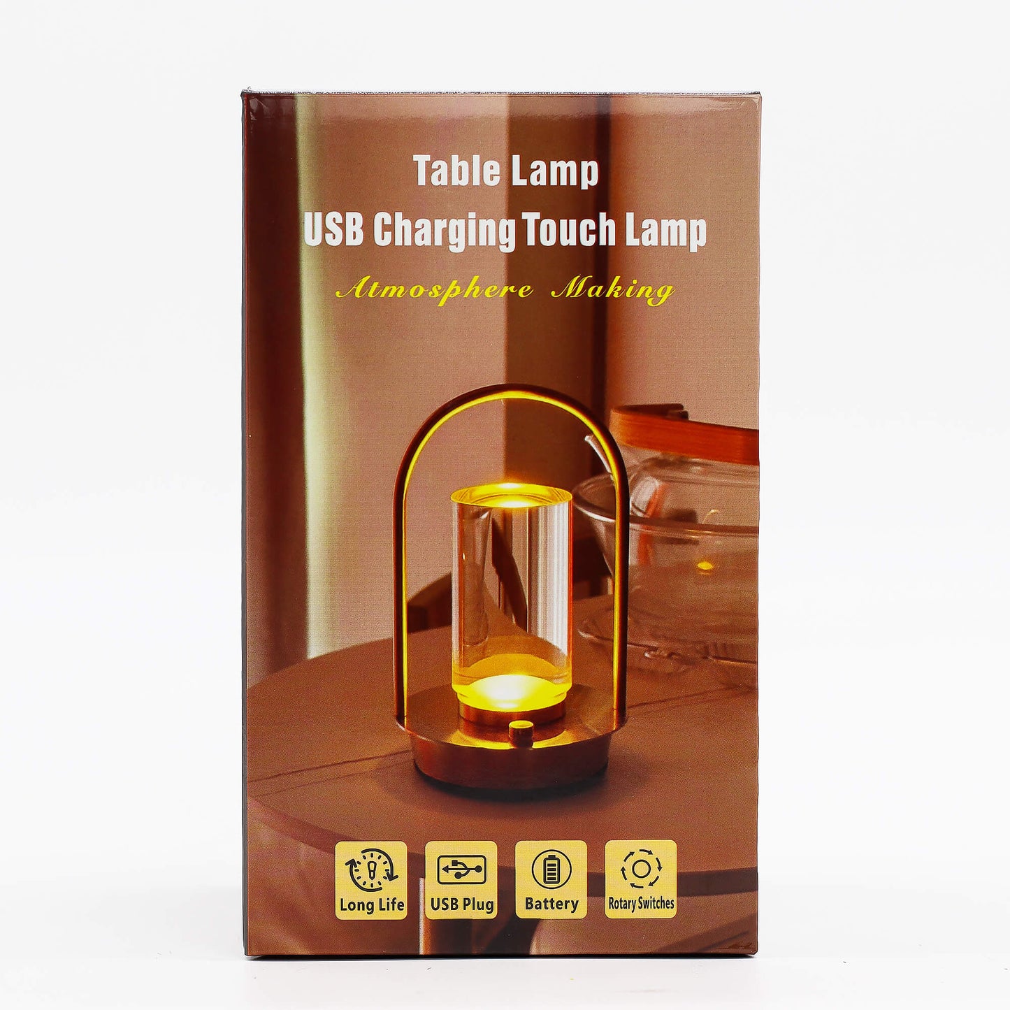 Box for a table lamp with USB charging and touch control features - Kraas