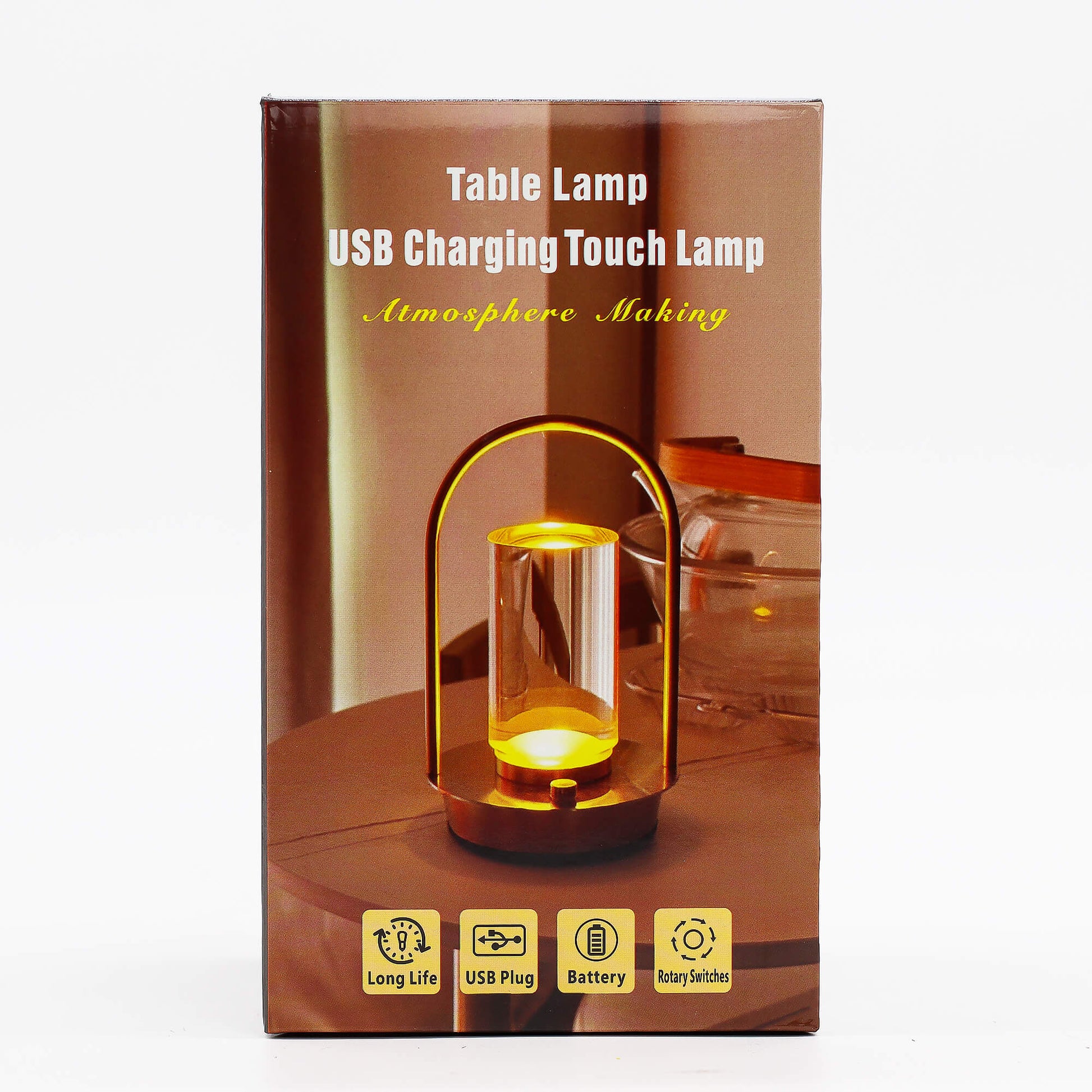 Box for a table lamp with USB charging and touch control features - Kraas