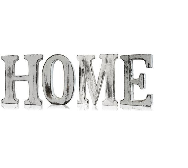 Shabby chic wooden letters 'home' made from rustic mango wood décor - Kraas