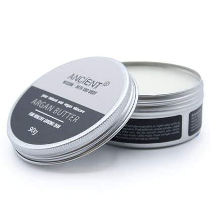 Luxurious Argan Butter 90 g tin with open lid - Ancient Wisdom