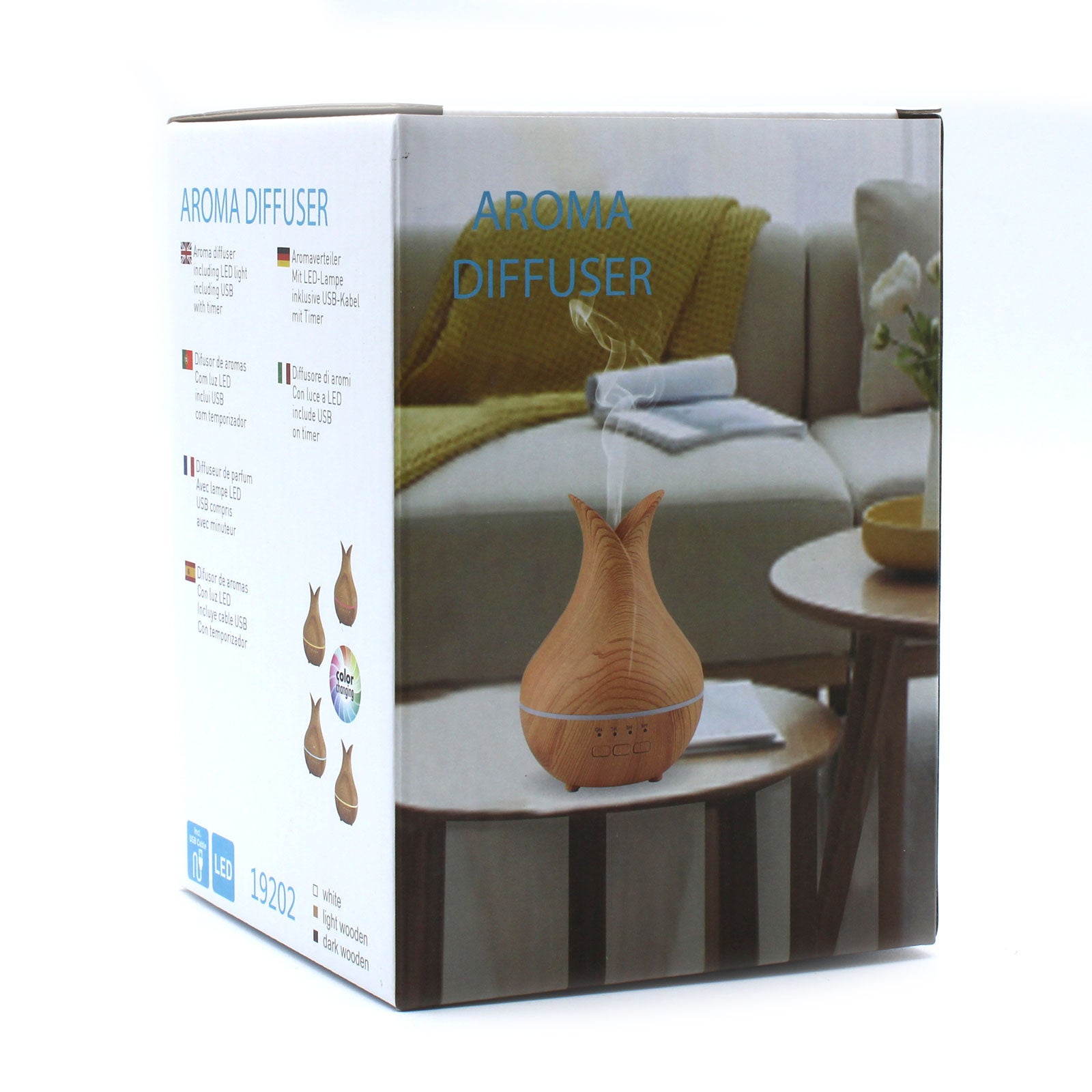 Palermo Aroma diffuser packaging on a table in a living room setting - Kraas