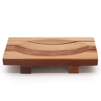 Wooden soap dish with wavy design rustic minimalist style - Kraas