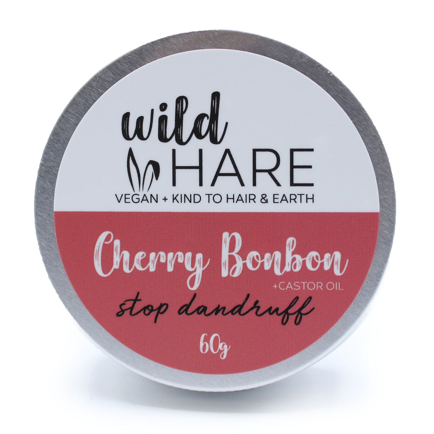 Round container of 'Cherry Bonbon' stop dandruff product by Wild Hare on a white background - Ancient Wisdom