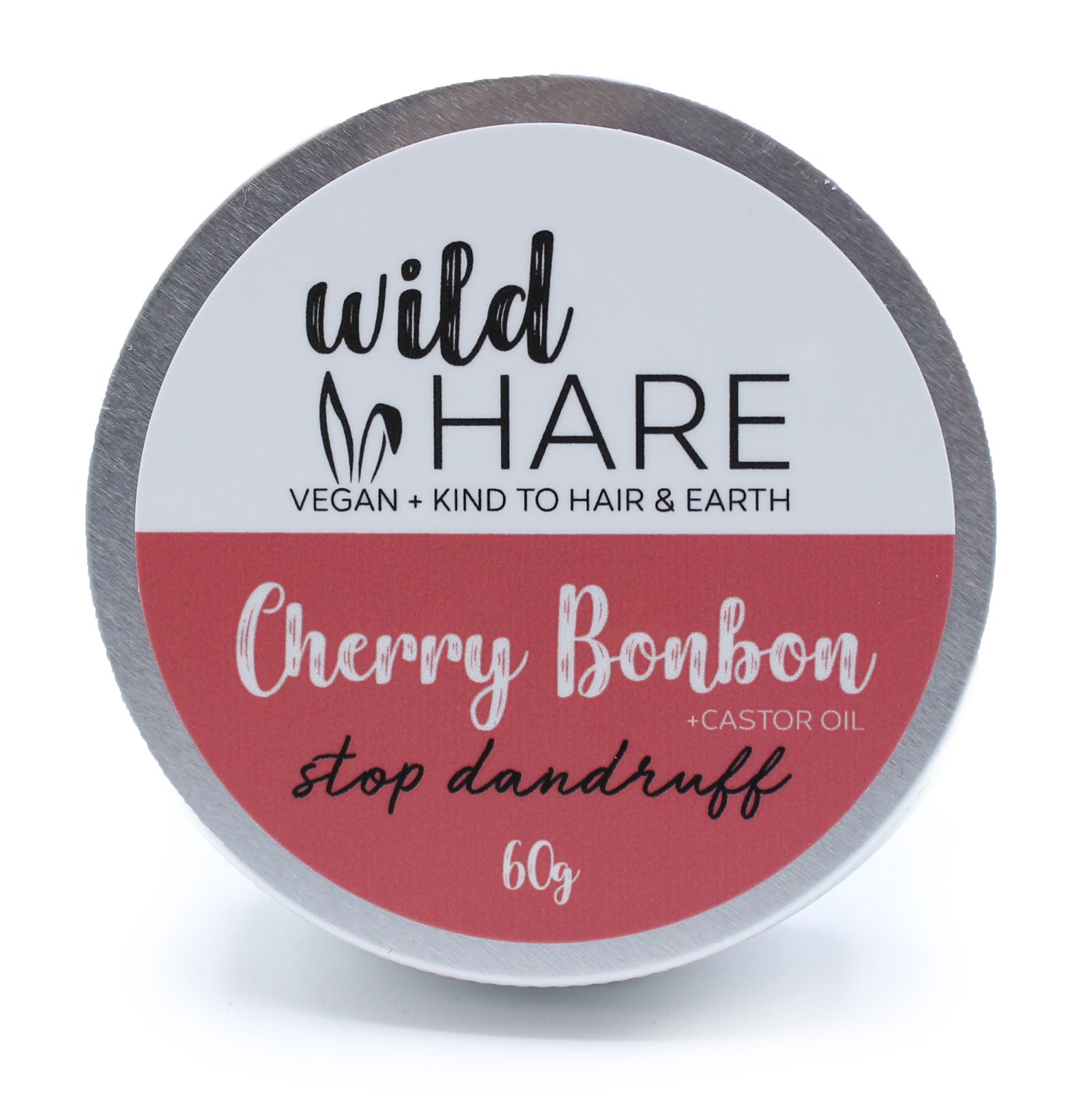 Round container of 'Cherry Bonbon' stop dandruff product by Wild Hare on a white background - Ancient Wisdom