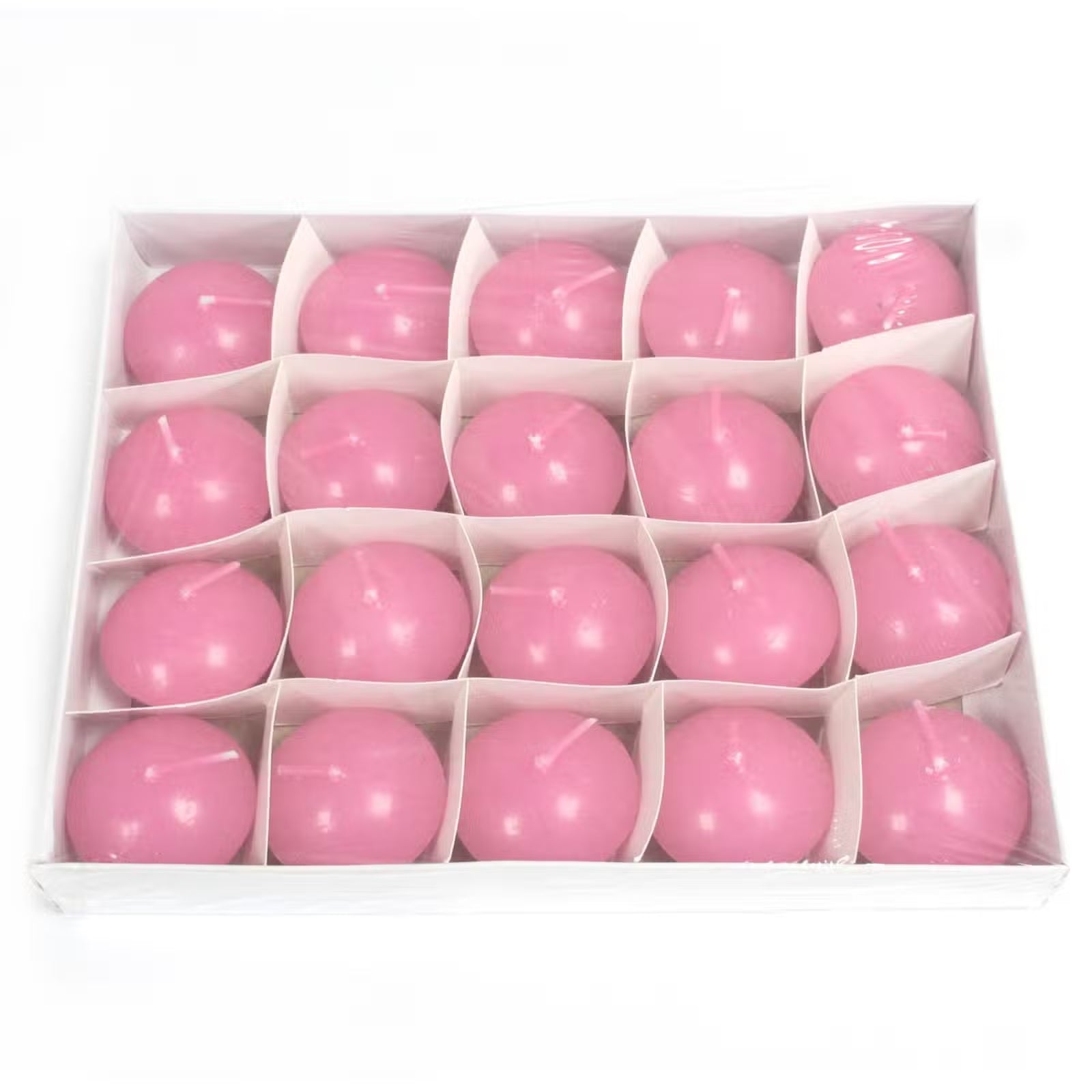 Box of pink tealight candles on a white background  Kraas